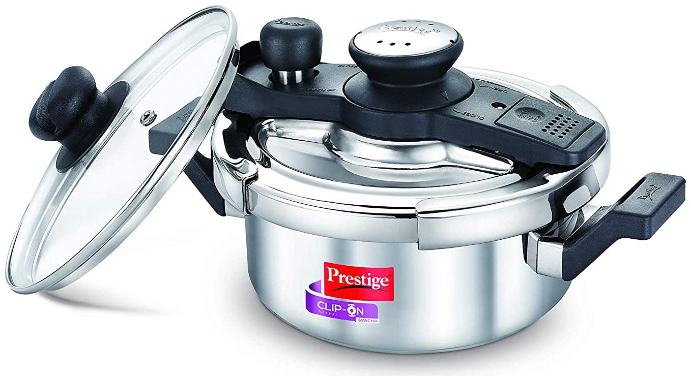 

Prestige Clip on Svachh Stainless Steel 2 L Induction Bottom Outer Lid Pressure Cooker - Set of 1