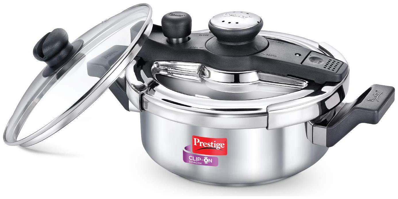 

Prestige Svachh Stainless Steel 3 L Induction Bottom Outer Lid Pressure Cooker - Set of 1 ISI Certified