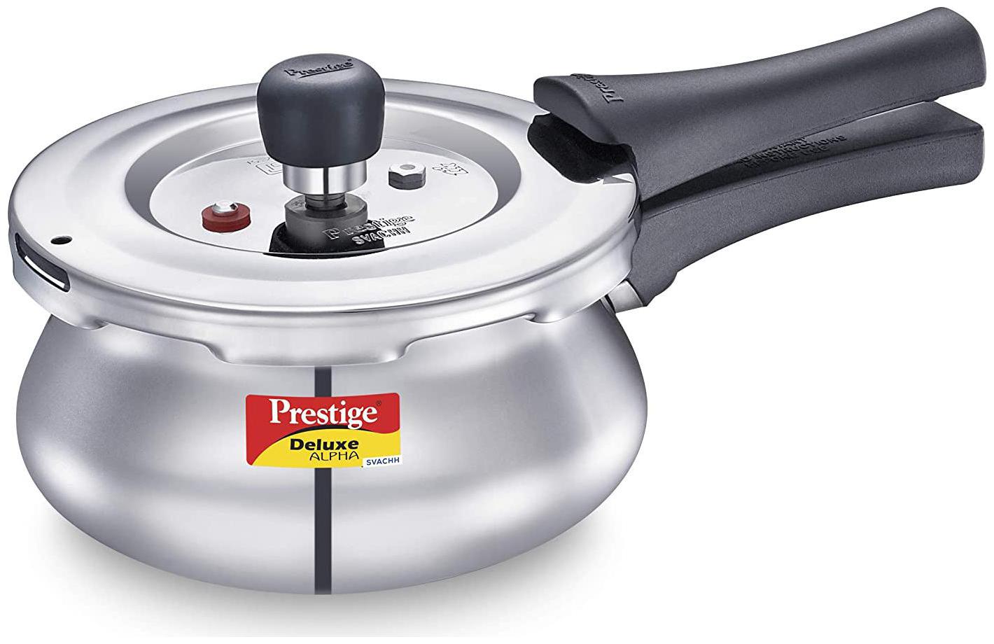 

Prestige Svachh Stainless Steel 1 5 L Induction Bottom Outer Lid Pressure Cooker - Set of 1 ISI Certified