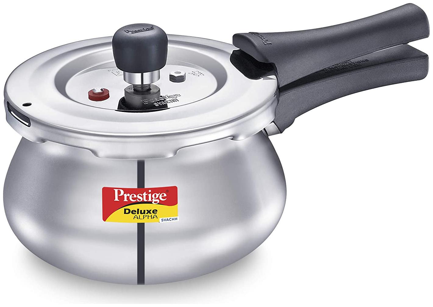 

Prestige Svachh Stainless Steel 2 L Induction Bottom Outer Lid Pressure Cooker - Set of 1 ISI Certified