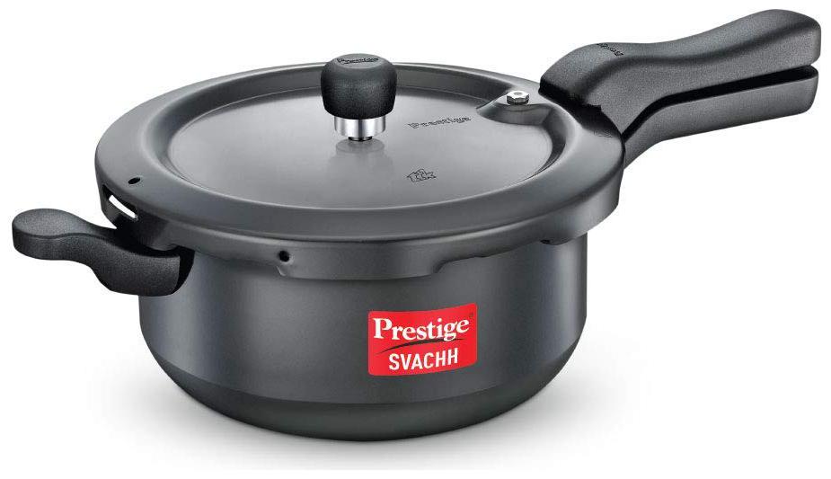 

Prestige Svachh Hard-Anodized Aluminium 3 5 L Induction Bottom Outer Lid Pressure Cooker - Set of 1 ISI Certified
