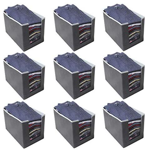 

PrettyKrafts Shirt Stacker Closet Organizer - Shirts and Clothing Organizer - Exile (Set of 9) - GreyBlack