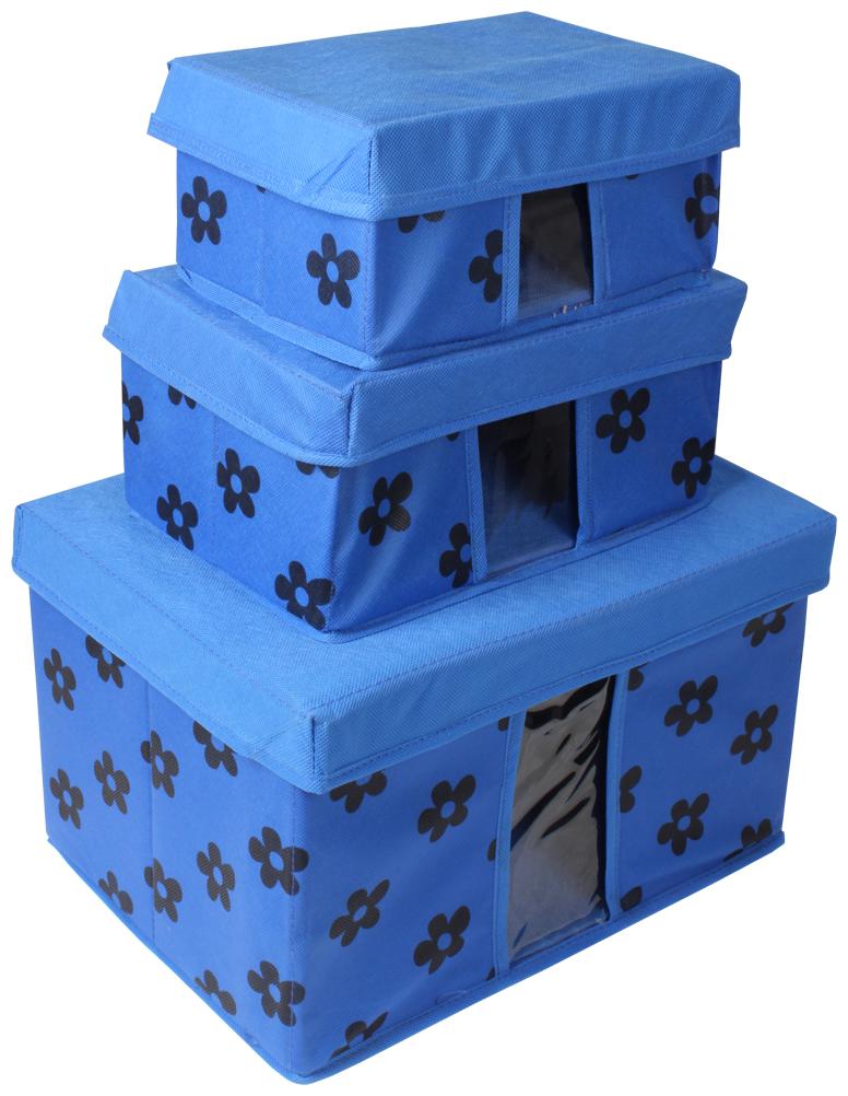 

PrettyKrafts Storage Combo Pack of 3 Blue Organizer Storage Box Toys Storage Box Books Storage Box - Blue