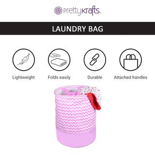 

PrettyKrafts Cotton Pink Laundry Basket ( Set of 1 )