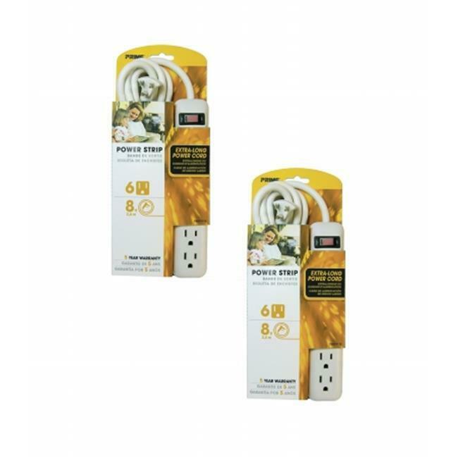

Prime PB801115 6 Outlet White Power Strip with 8 ft Cord