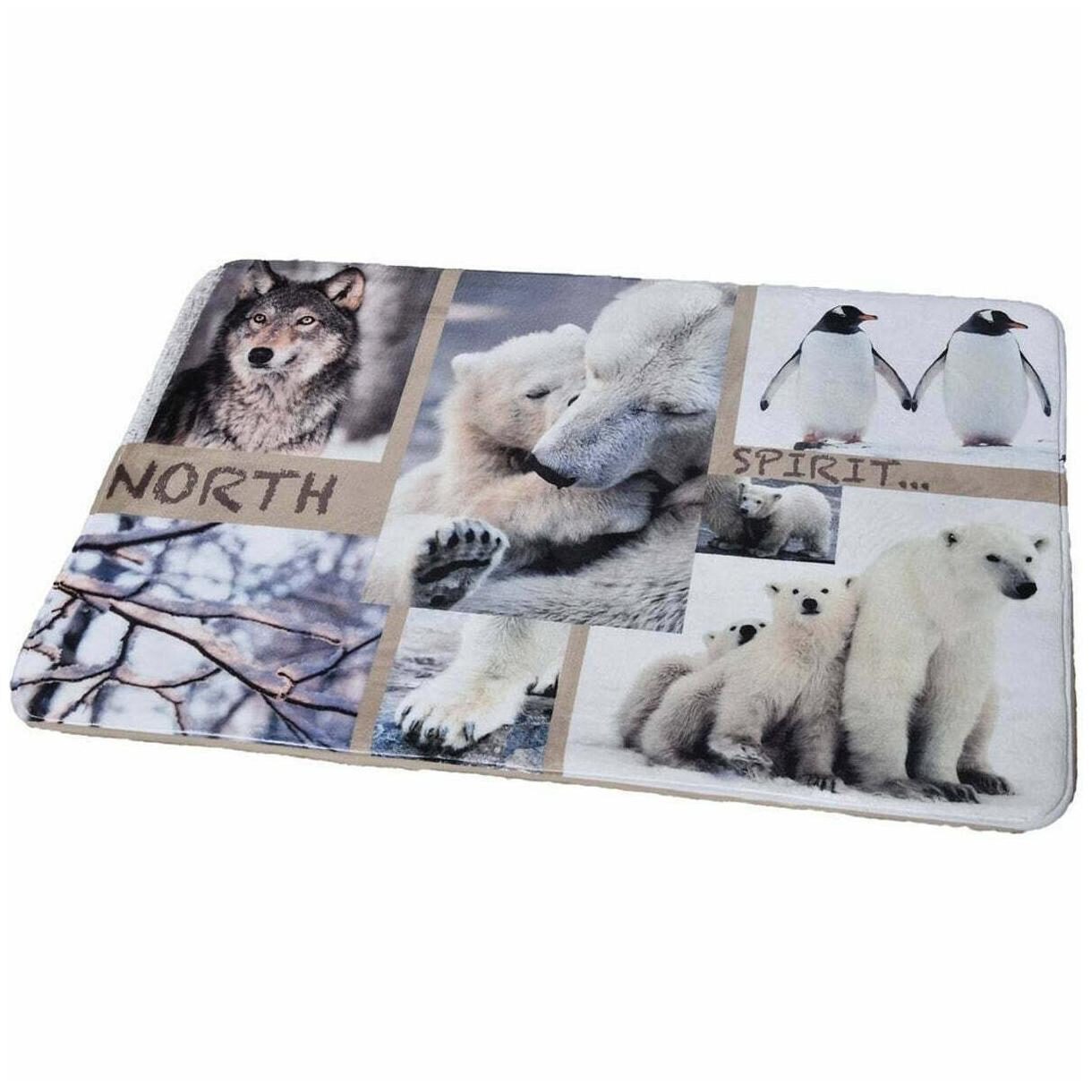 

Printed Microfiber Area Rug Mat Bath Rug NORTH SPIRIT Beige Multi Brown Beige