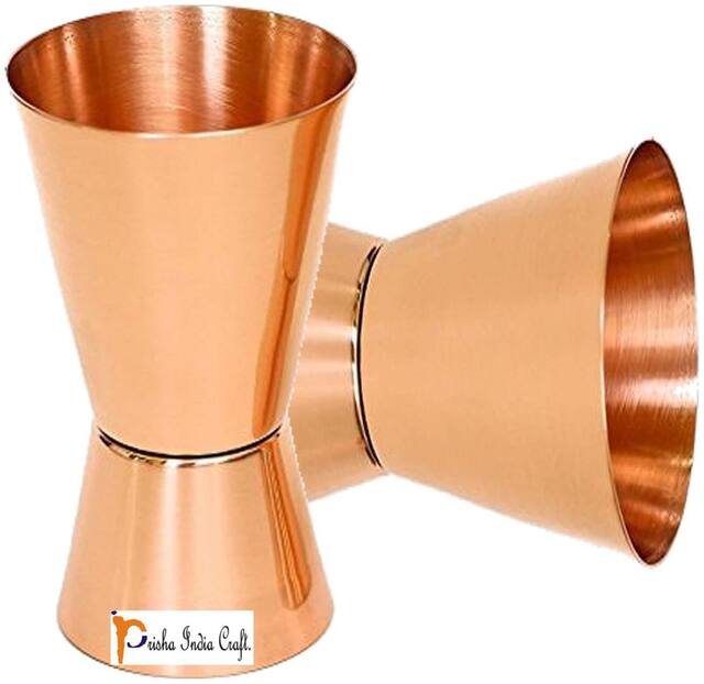 Prisha India Craft Double Side Jigger Shots Peg Measuring Bar Tool Cocktail Shaker Jiggers Set Of 2 - 30ml(1 Oz) & 60ml(2 Oz)