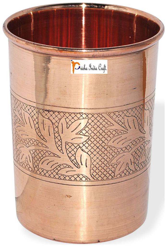 

Prisha India Craft Copper Cup Water Tumbler Handmade Water Glasses