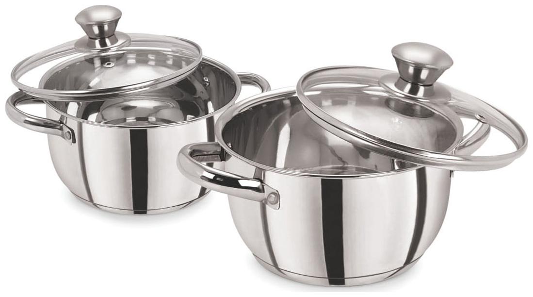 PRISTINE 4 pcs Induction Compatible Sandwich Base Cookware/Casserole Set , 16 cm 18 cm / 1.70 2.25 Ls by Sohil Impex