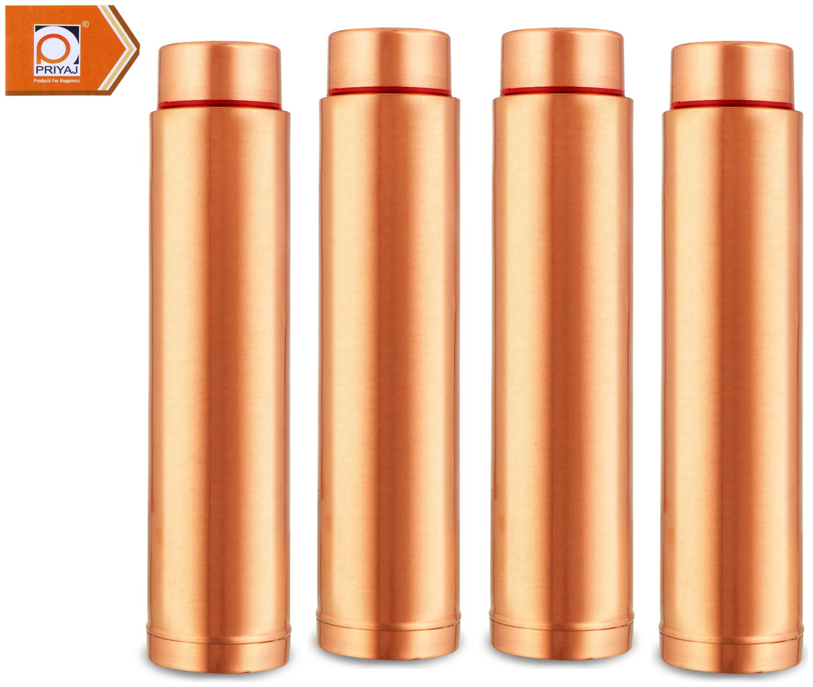 

PRIYAJ Copper Brown Water Bottle ( 400 ml Set of 4 )