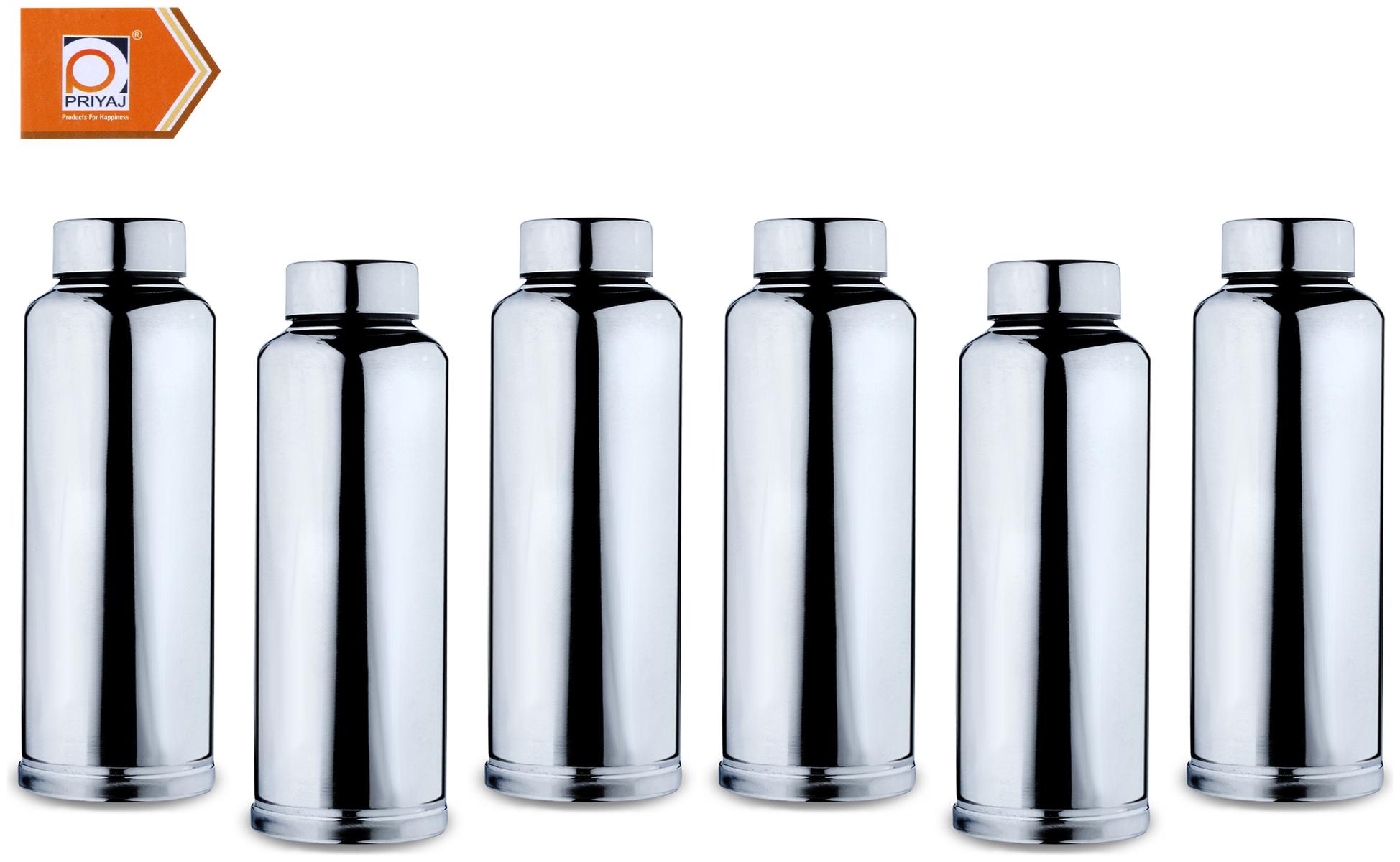 

PRIYAJ Stainless Steel Silver Water Bottle ( 600 ml Set of 6 )
