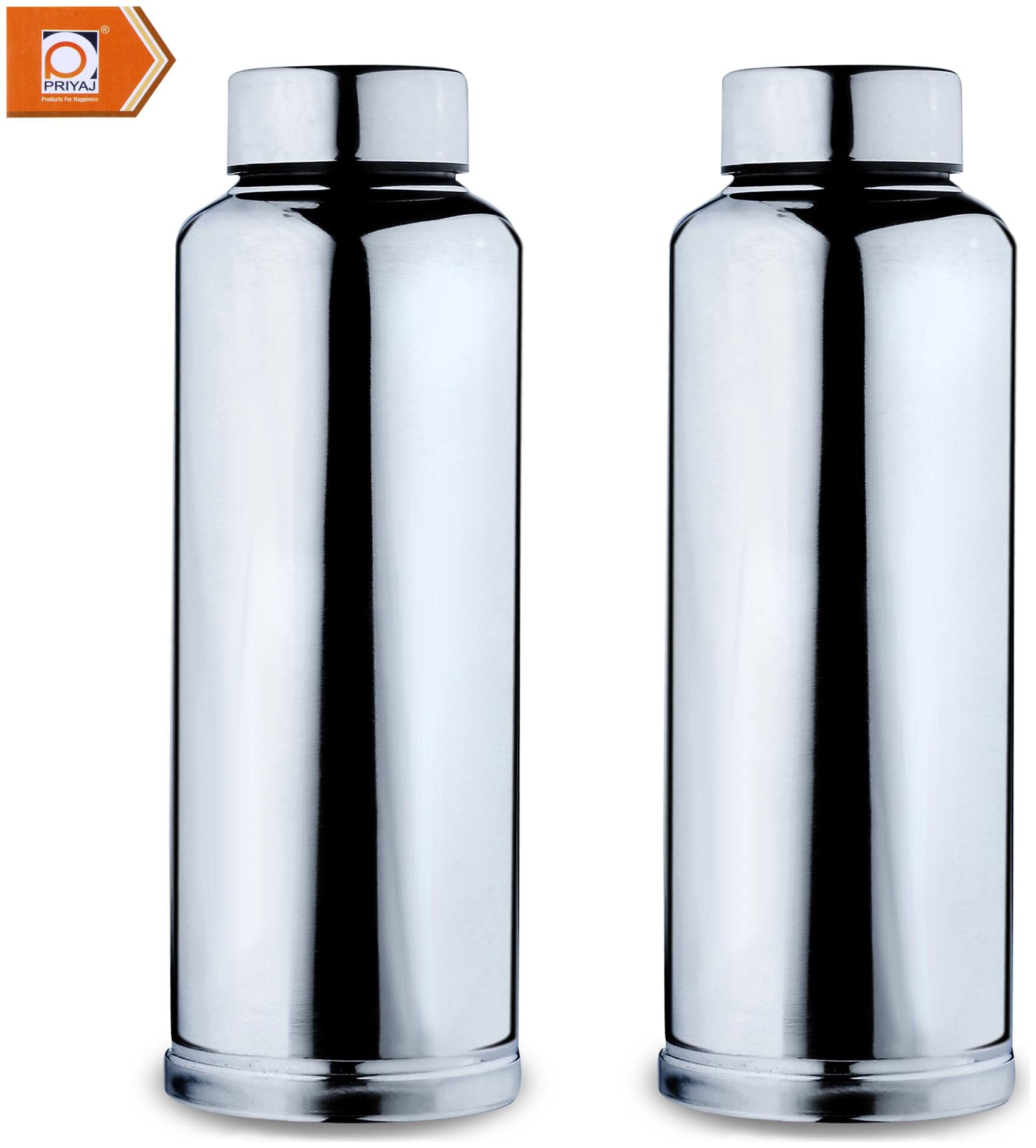 

PRIYAJ Stainless Steel Silver Water Bottle ( 600 ml Set of 2 )