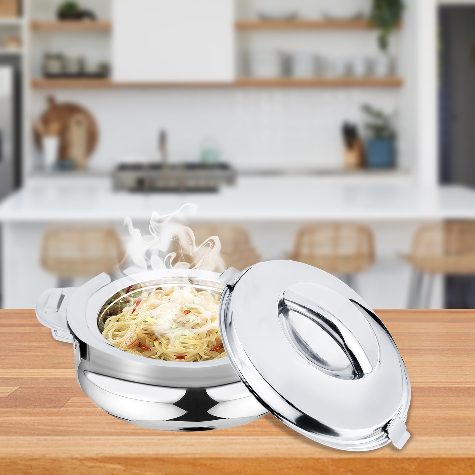 

Priyaj Stainless Steel Insulated Casserole Bella Series (1000 ml) Thermoware Insulated Lid Casserole Mirror Finish Inner And Outer Stainless Steel Bowl And Pot Double Wall Cross Section