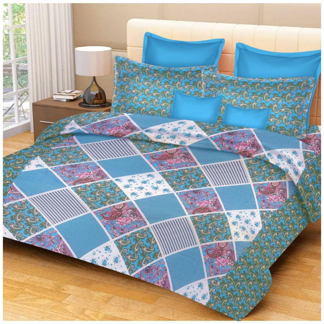 

Profit blitz Cotton Abstract King Size Bedsheet ( 1 Bedsheet With 2 Pillow Covers Multi )