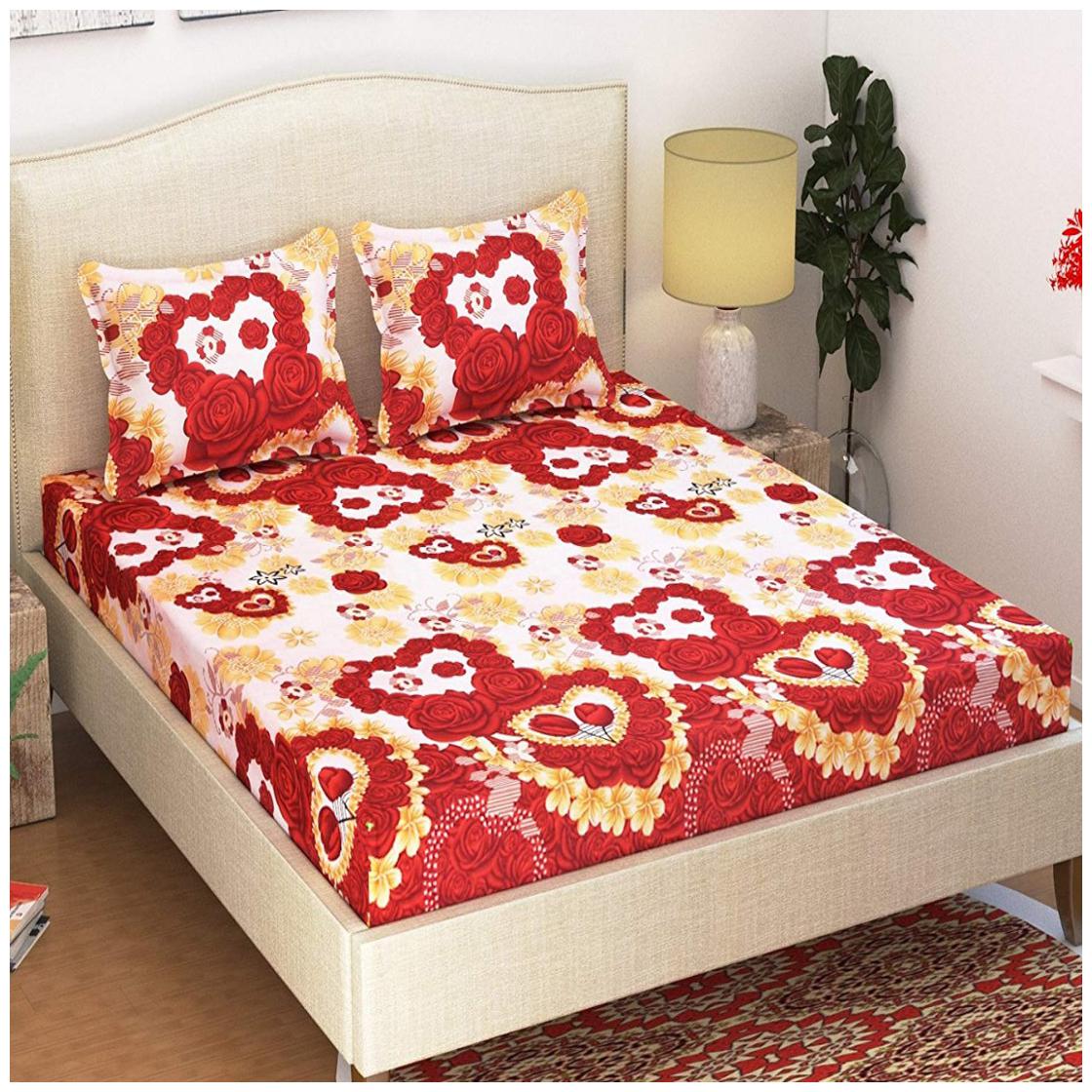 

Profit blitz 100 Glace Cotton Double Bedsheet With Two Pillow Covers