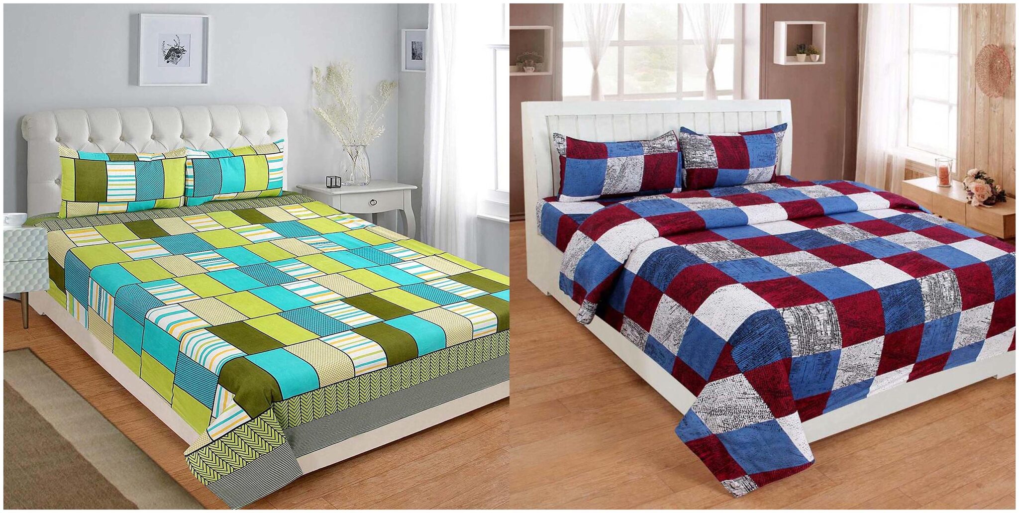 

Profit blitz Microfiber Checkered King Size Bedsheet 144 TC ( 2 Bedsheet With 4 Pillow Covers Multi )