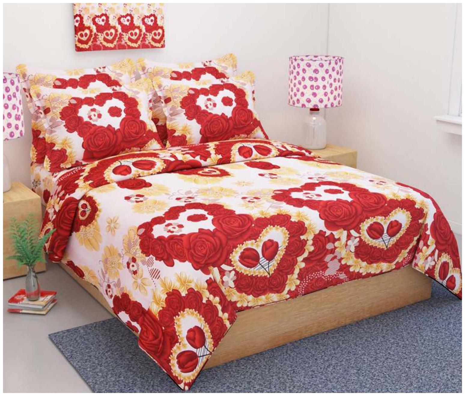 

Profit blitz Soft Poly Cotton Double Bed Bedsheet (90x90 Inches) with 2 Pillow Covers