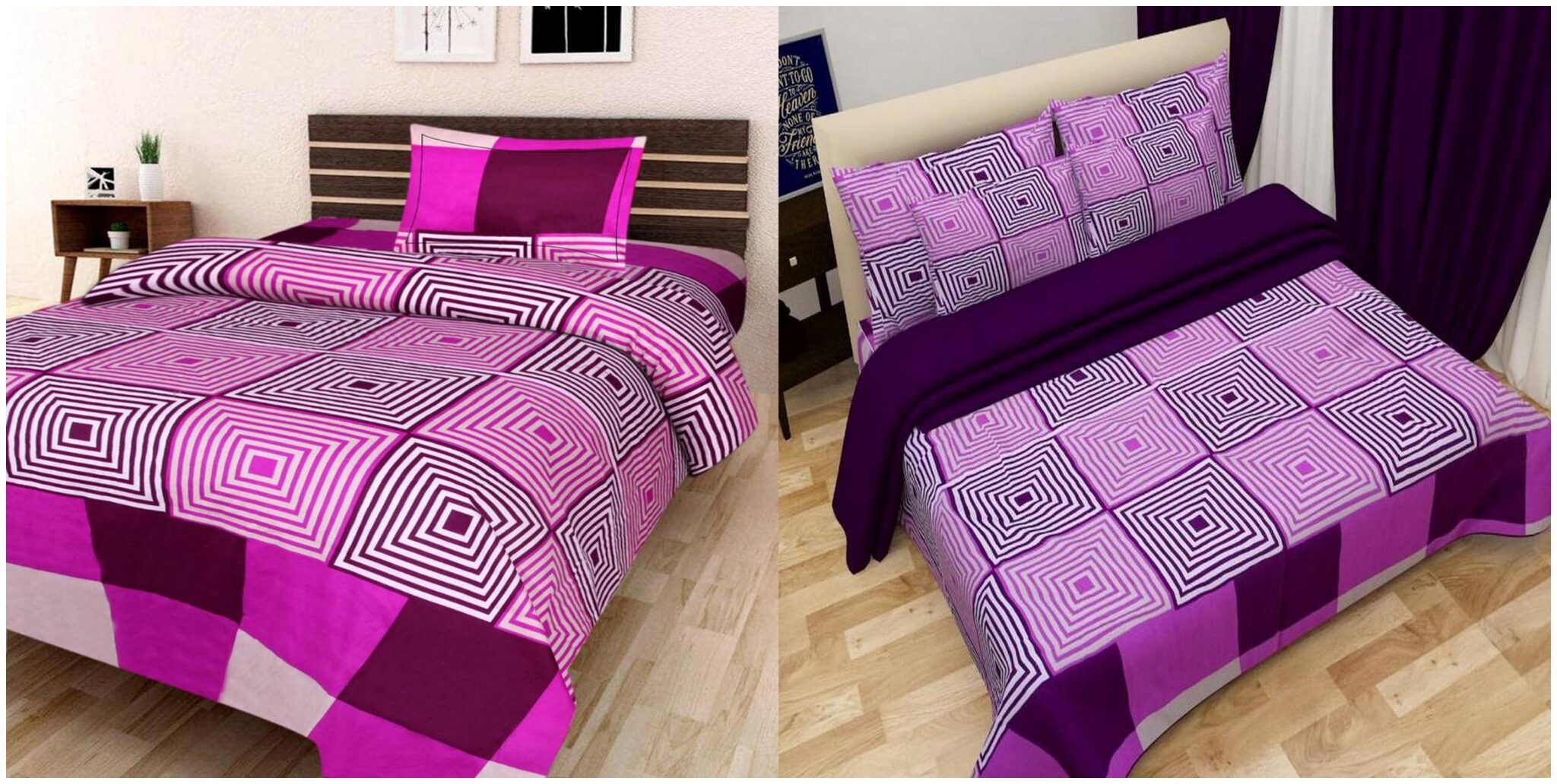 

Profit Blitz 3D Printed Multicolor Single Bedsheet With 1 Pillow Cover And Double Bed Bedsheet With 2 Pillow Covers