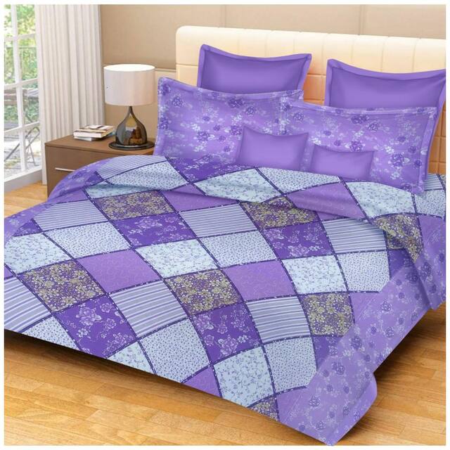 Profit blitz Cotton Abstract King Size Bedsheet ( 1 Bedsheet With 2 Pillow Covers , Multi )