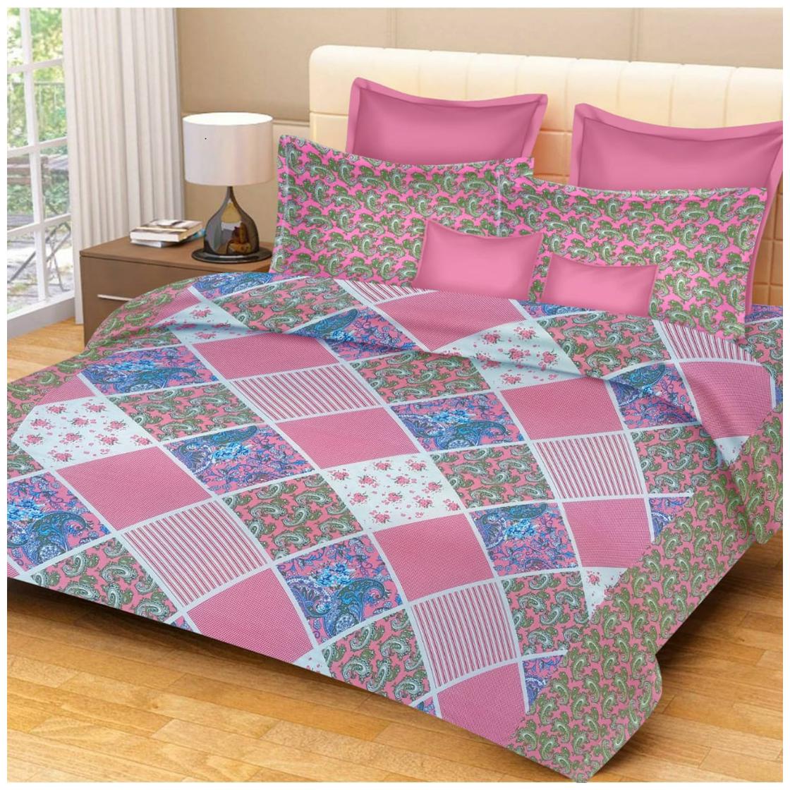 

Profit blitz Cotton Abstract King Size Bedsheet ( 1 Bedsheet With 2 Pillow Covers Multi )