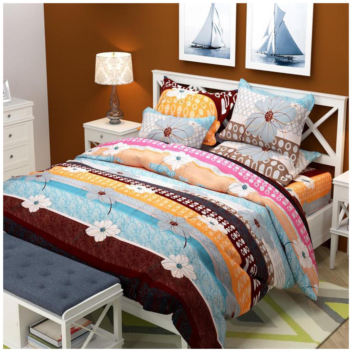 

Profit blitz Microfiber 3D Printed Double Size Bedsheet 155 TC ( 1 Bedsheet With 2 Pillow Covers Multi )