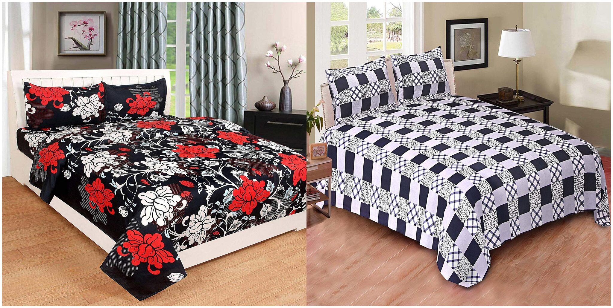 

Profit blitz Microfiber Floral King Size Bedsheet 144 TC ( 2 Bedsheet With 4 Pillow Covers Multi )