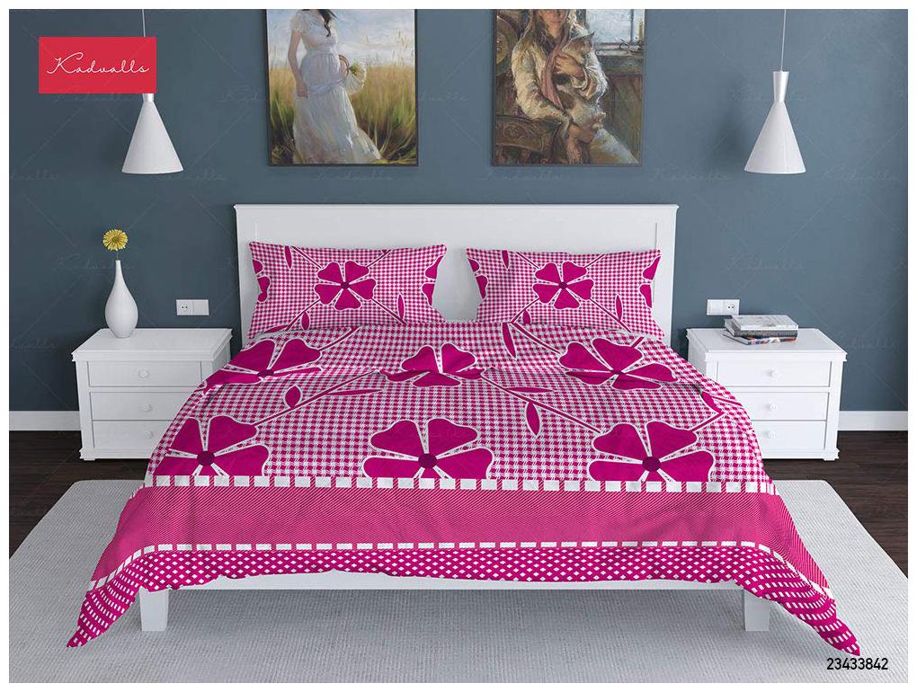 

Profit blitz Microfiber Floral Double Size Bedsheet 144 TC ( 1 Bedsheet With 2 Pillow Covers Pink )