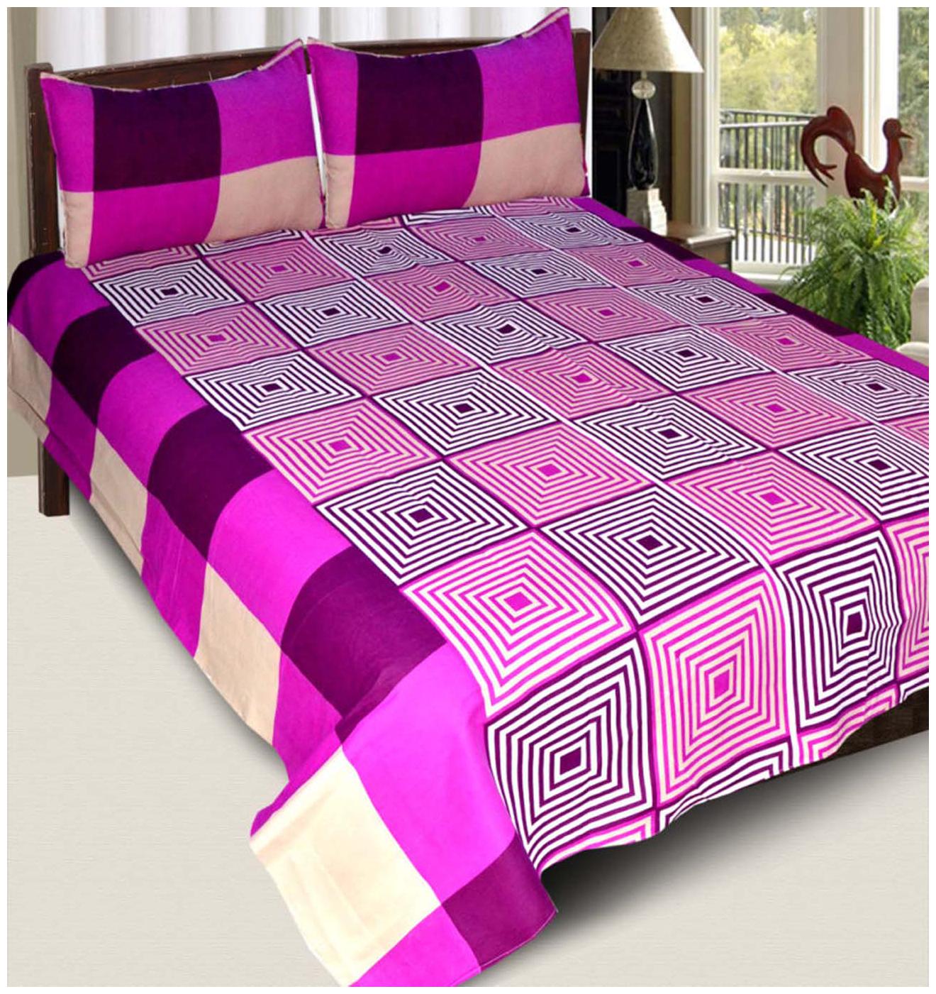 

Profit blitz Soft Poly Cotton Double Bed Bedsheet (90x90 Inches) with 2 Pillow Covers