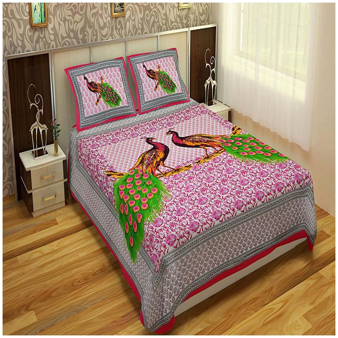 

Profit blitz Cotton Abstract King Size Bedsheet 180 TC ( 1 Bedsheet With 2 Pillow Covers Multi )