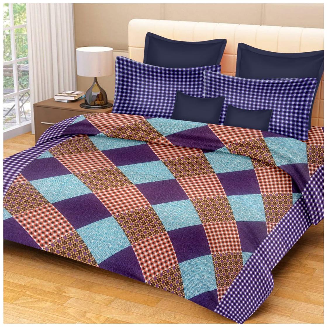 

Profit blitz Cotton Abstract King Size Bedsheet ( 1 Bedsheet With 2 Pillow Covers Multi )