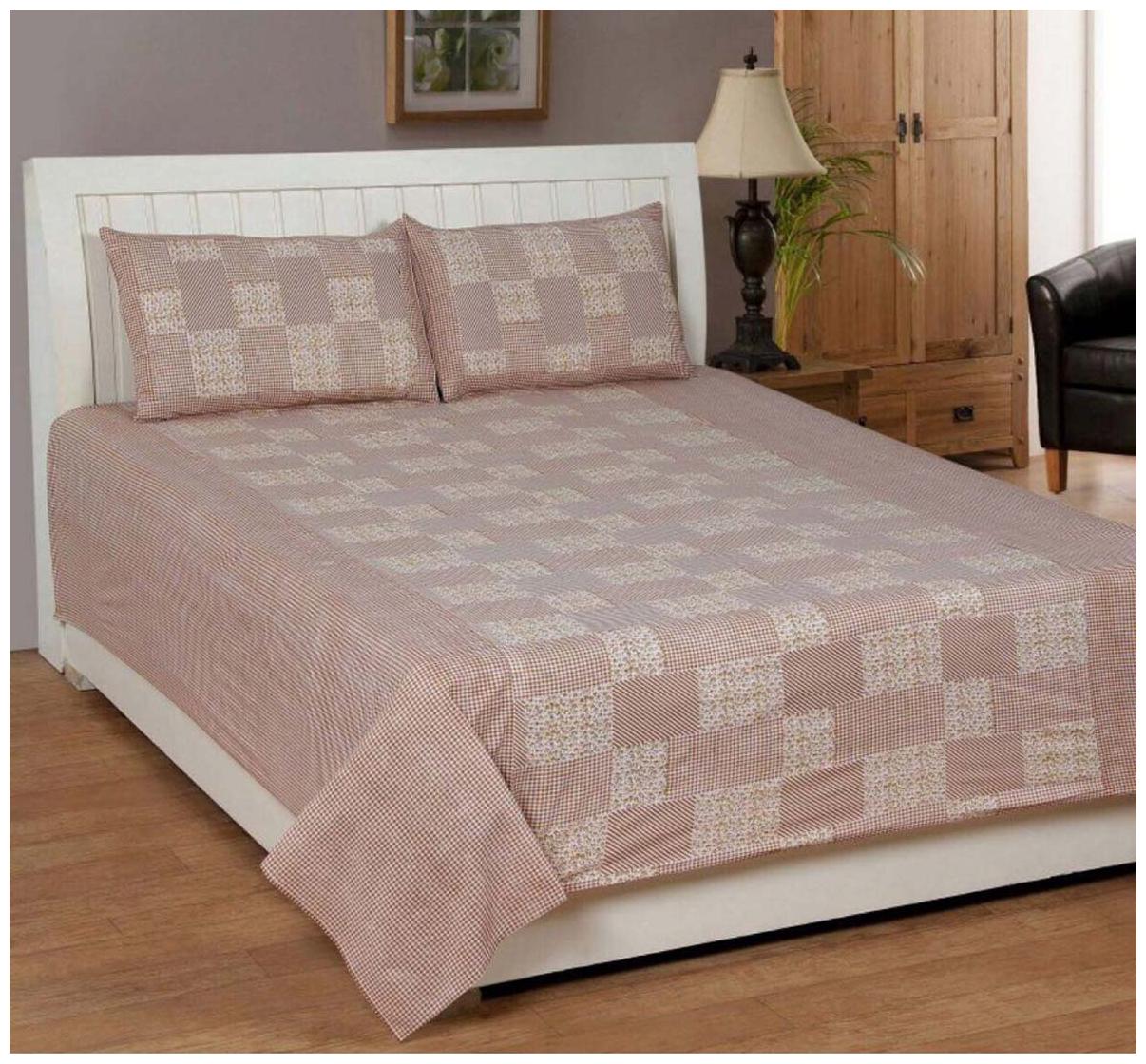 

Profit blitz Cotton Floral Double Size Bedsheet 166 TC ( 1 Bedsheet With 2 Pillow Covers Beige )