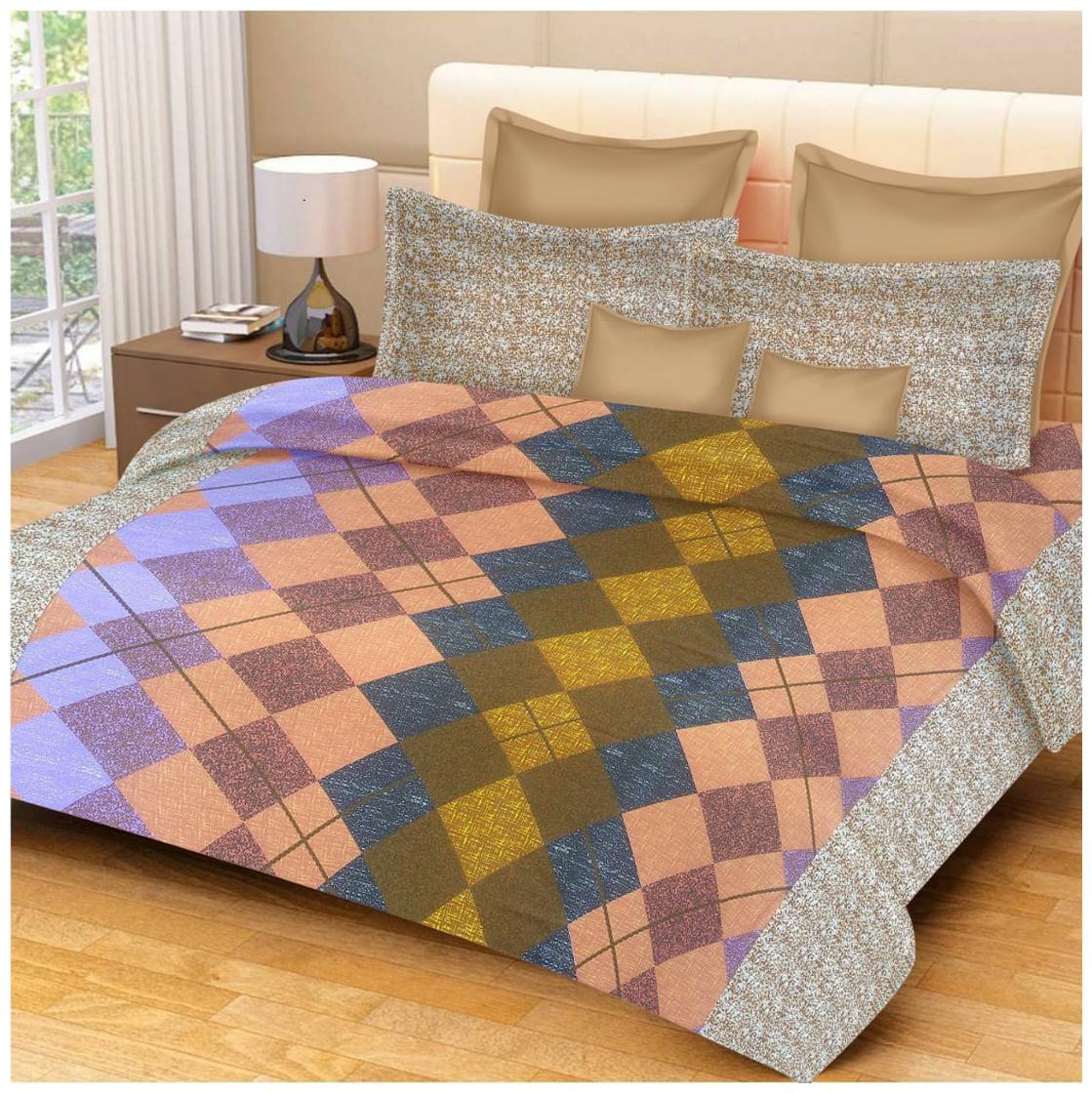 

Profit blitz Cotton Abstract King Size Bedsheet ( 1 Bedsheet With 2 Pillow Covers Multi )