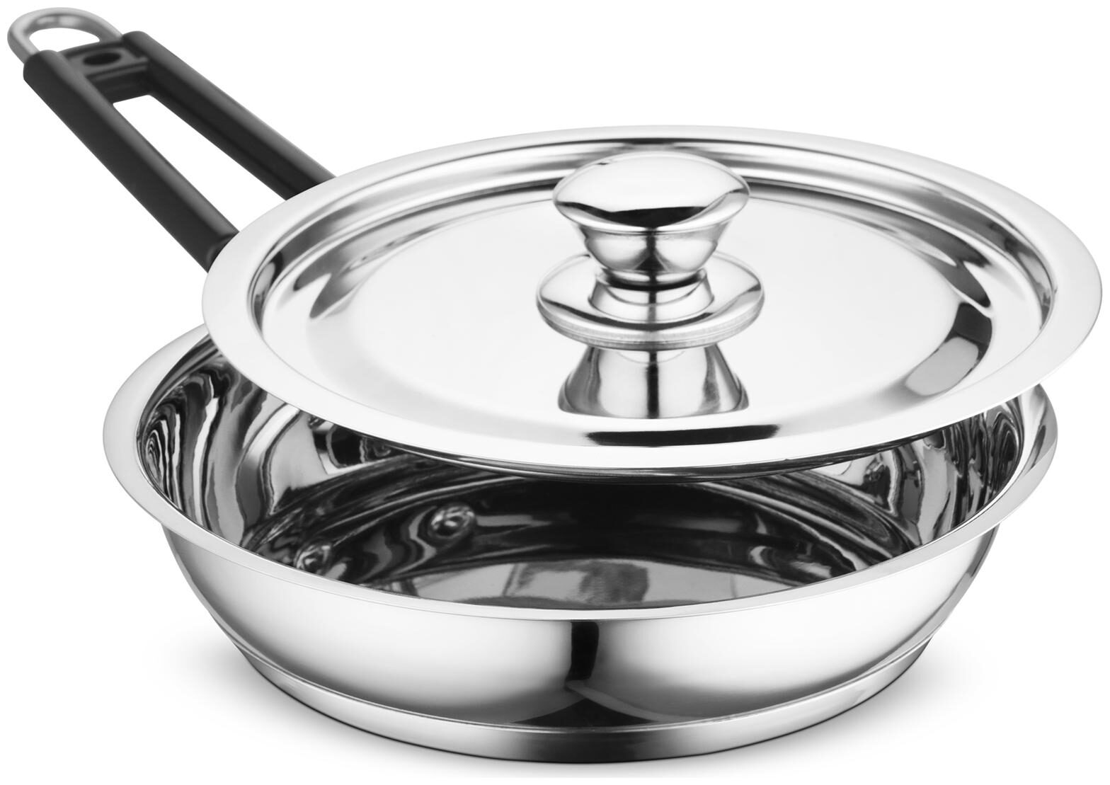

Profusion Stainless Steel Induction Base Fry Pan with stainless steel lid- (Silver 1 PC- Capacity- 0 8 Ltr)