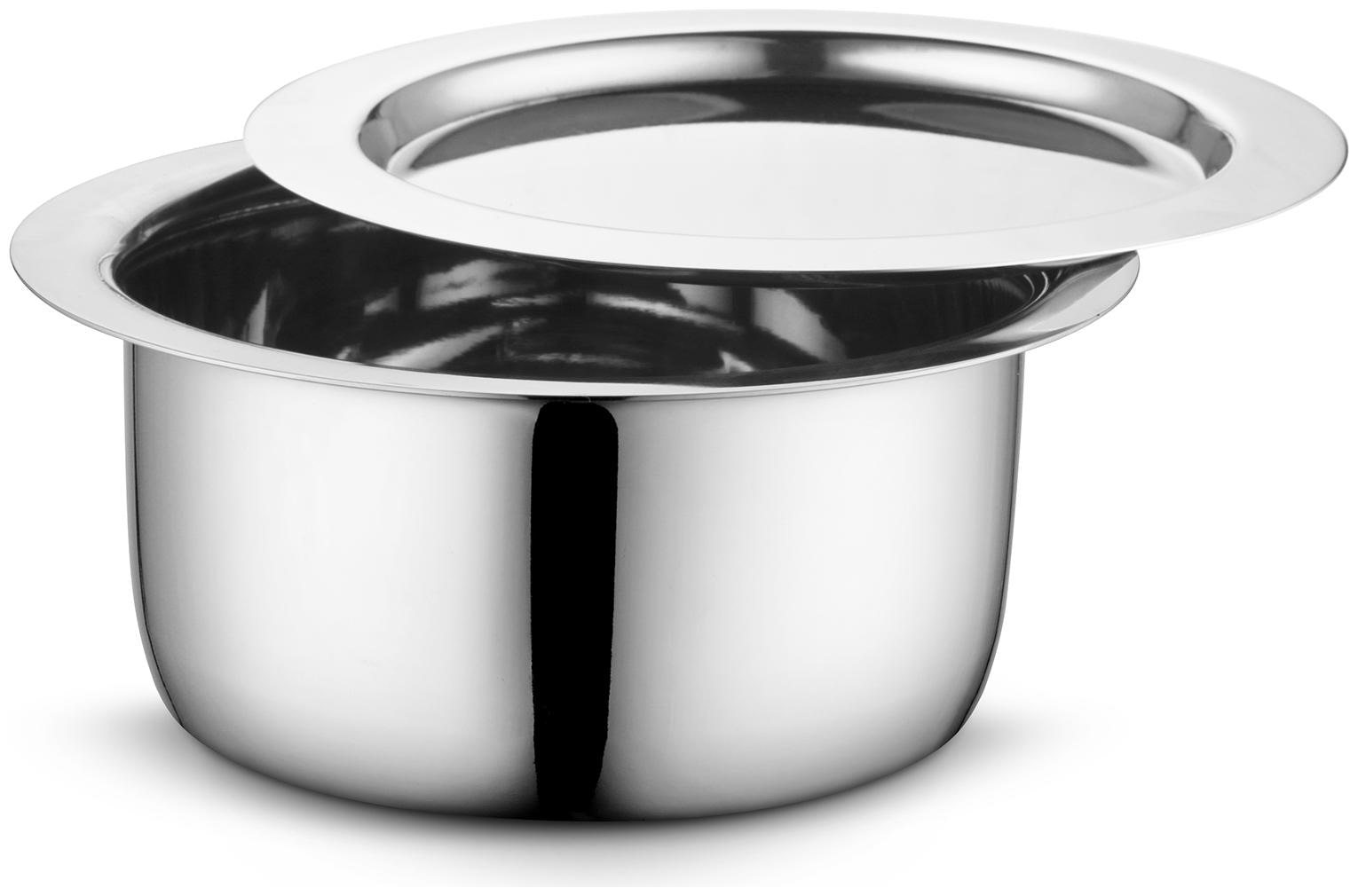 

Profusion Stainless Steel Tope patila bhagona with stainless steel lid- (Silver 1 PC- Capacity- 0 8 Litre)