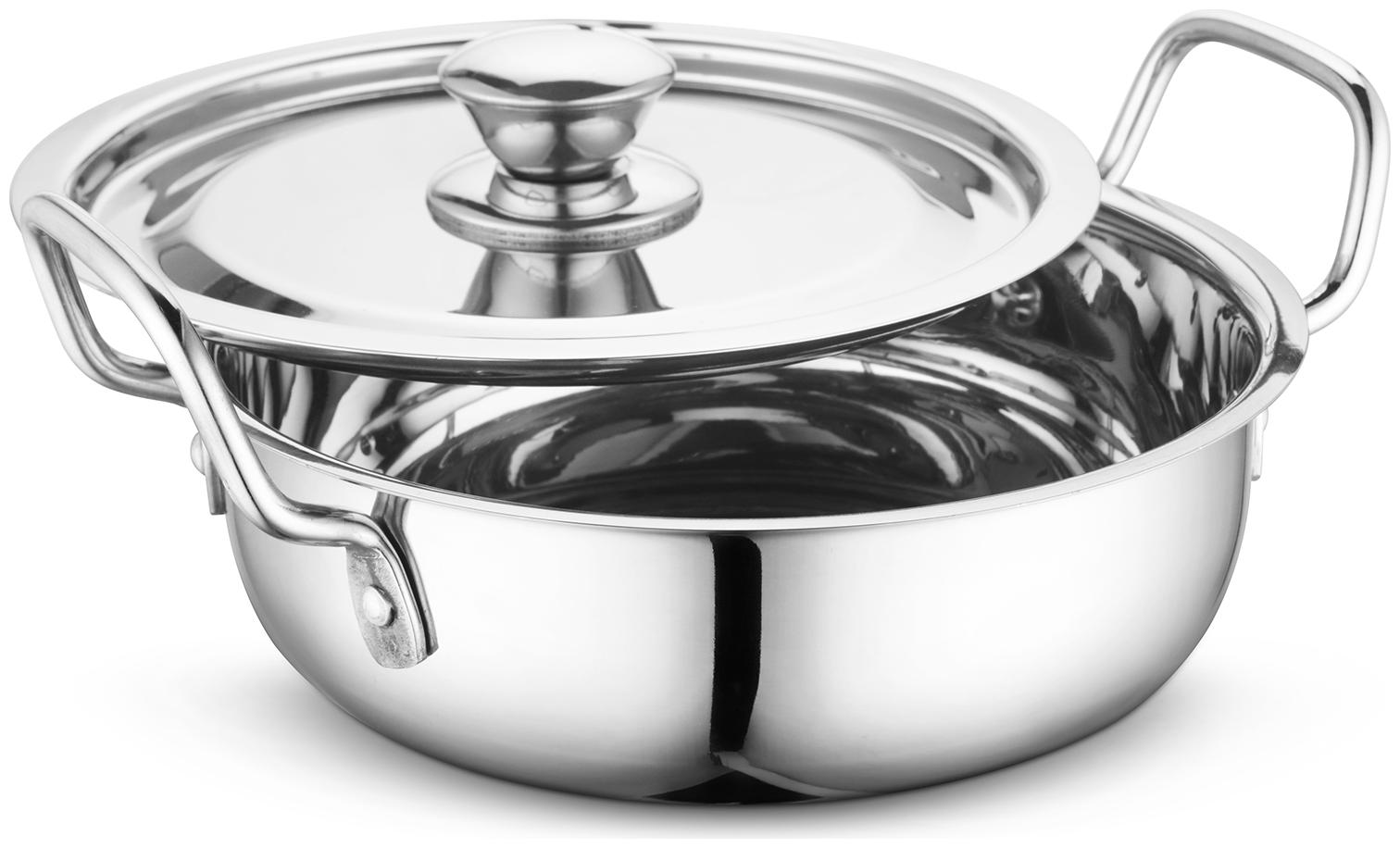 

Profusion Stainless Steel Kadhai Karahi With Stainless Steel Lid- (Silver 1 Pc- Capacity- 1 5Ltr)