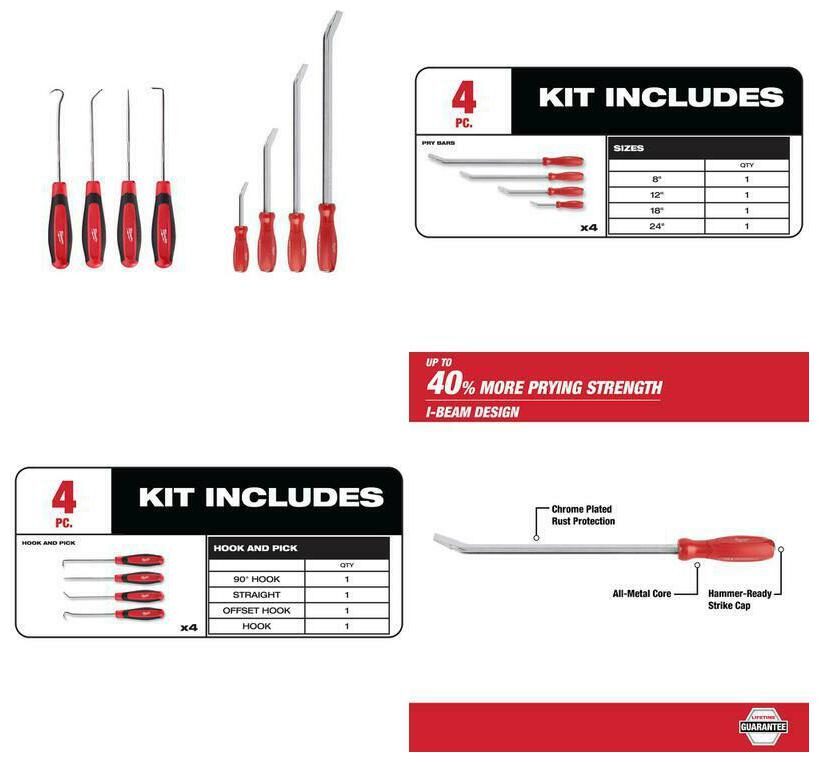 

Pry Bar Set with Hook and Pick Set (8-Piece)