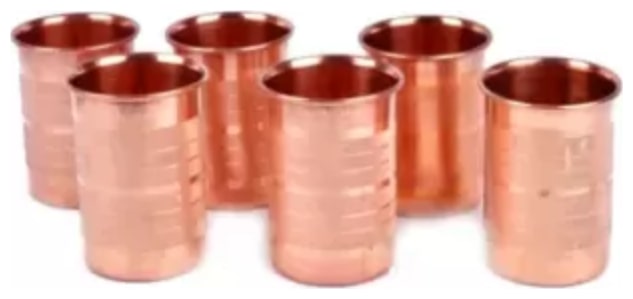 

Pure Copper Lining Glass For Good Health Benefits Pack of 6
