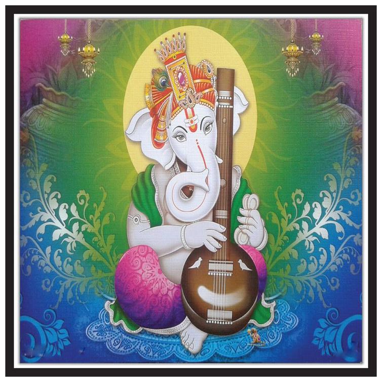 

Purvani Paper Poster Wall Sticker Print Decor Print Lord Ganesha Playing Veena