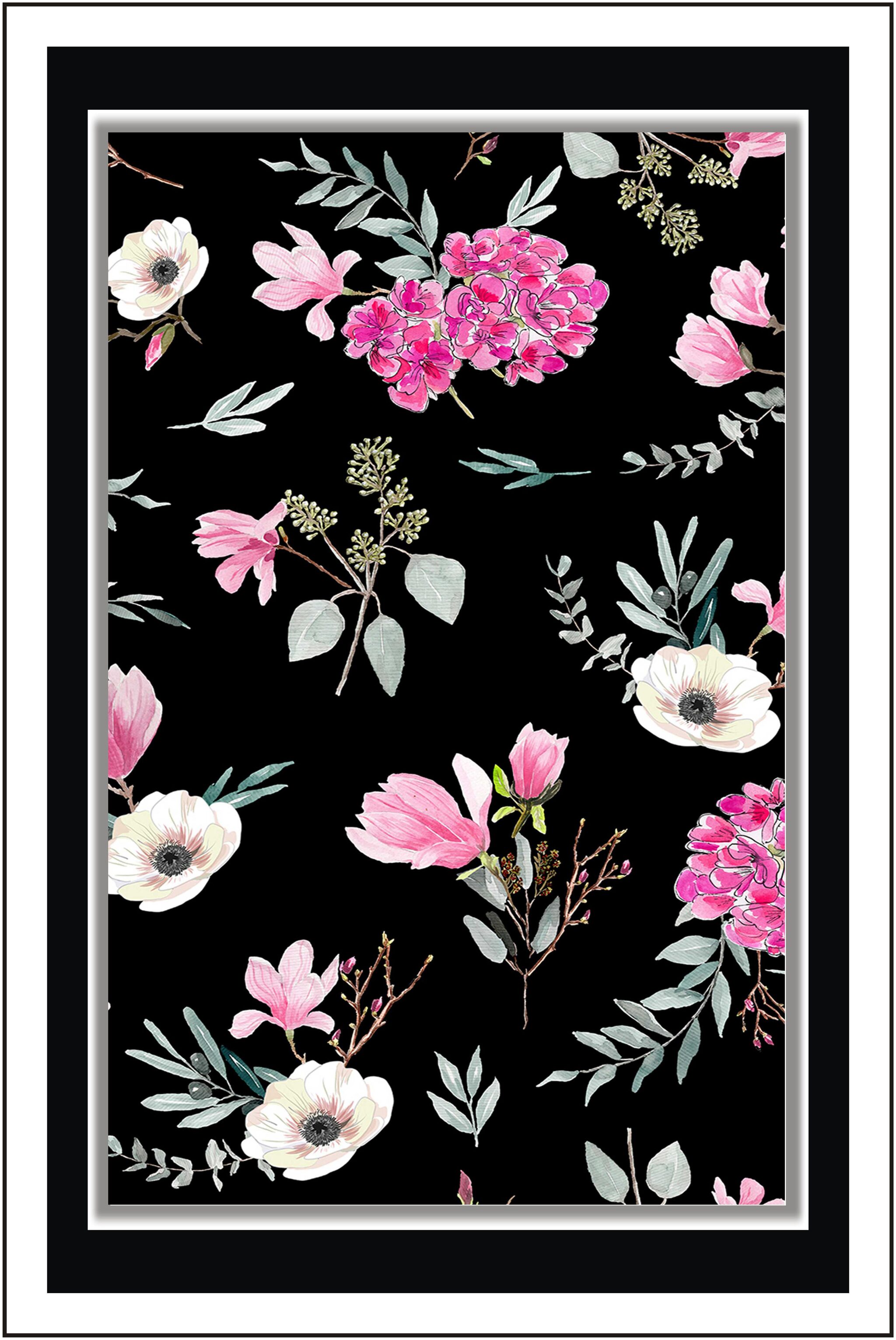 

Purvani Watercolor flowers black - Paper Poster Wall Sticker Print Decor Print