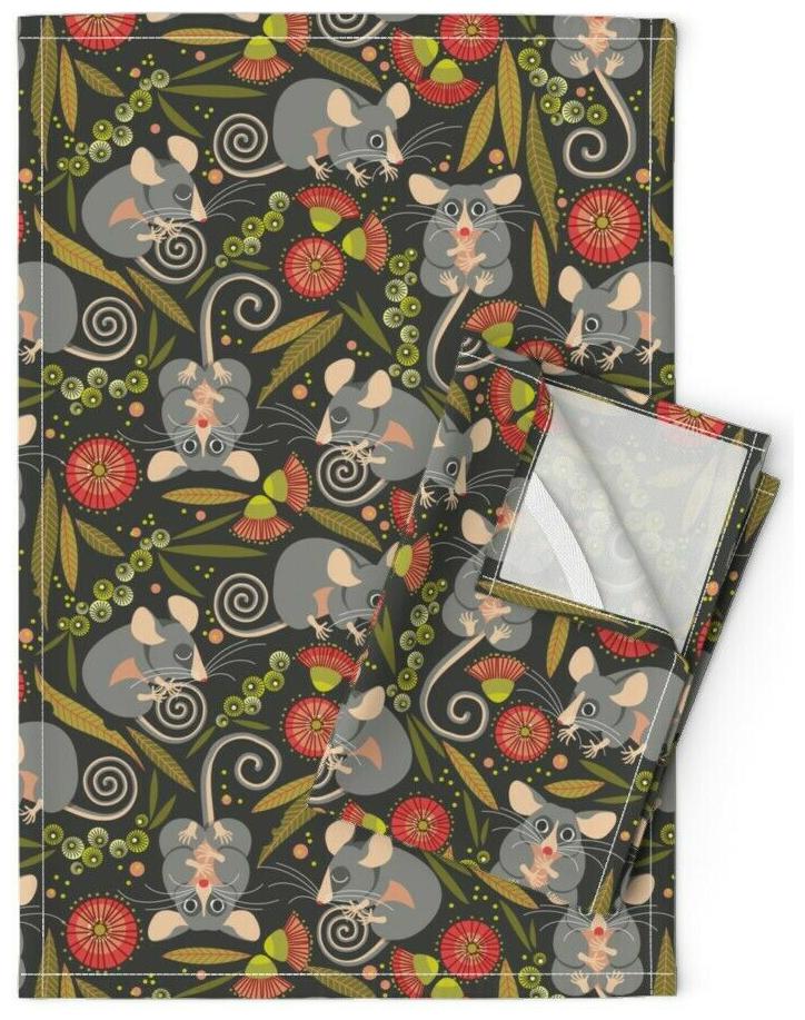 

Pygmy Possum Endangered Species Linen Cotton Tea Towels by Roostery Set of 2
