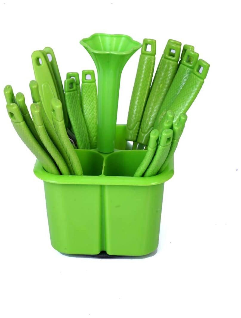 

Qocept Stainless Steel 24 Pcs Cutlery Set (Green)