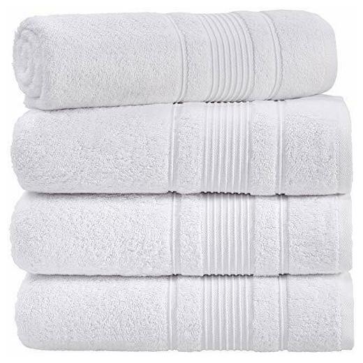 

Qute Home 100 Turkish Cotton Bath Towels (27 x (White Bath Towels - Set of 4)