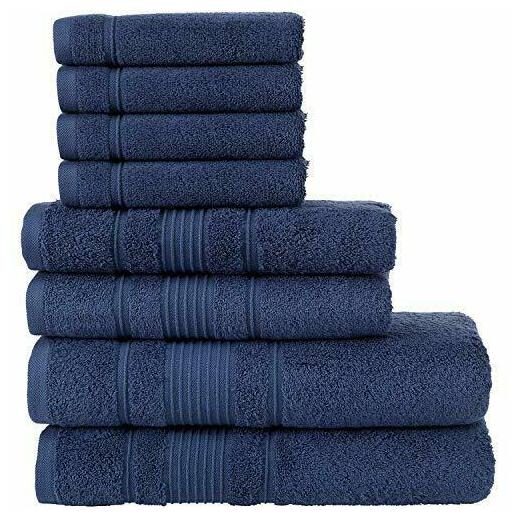 

Qute Home Towel Set 2 Bath Towels 2 Hand Towels and 4 Washcloths (Navy Blue)