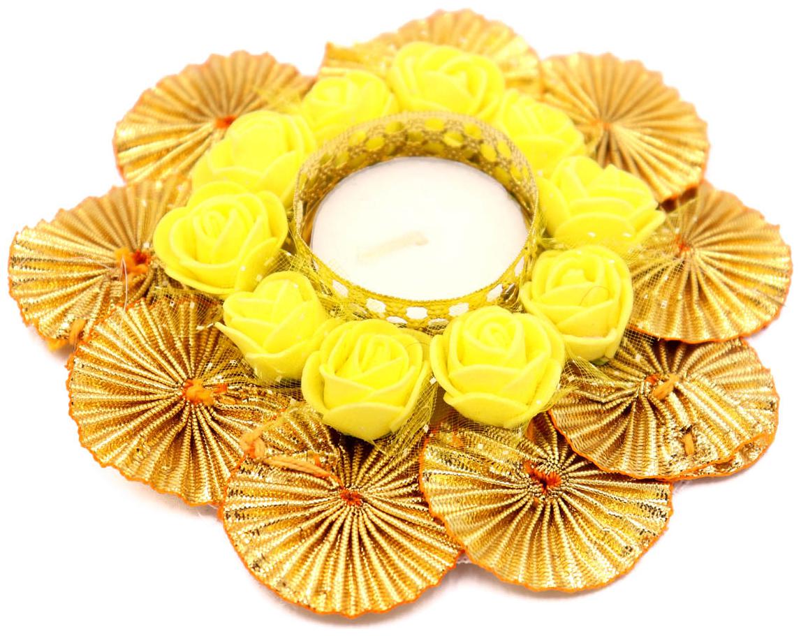 

QUVYARTS Metal Yellow Tea light holder