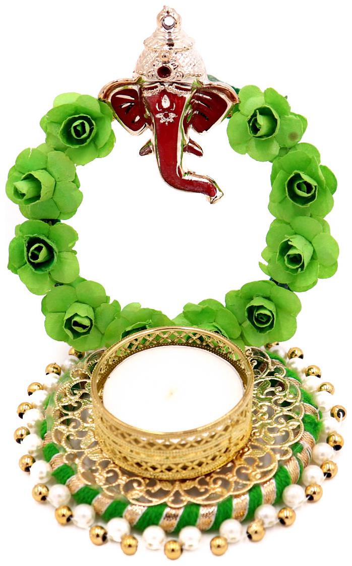 

QUVYARTS Metal Green Candle