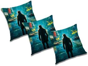 RADANYA 3d printed Polyester Blue Cushion Cover ( Small , Pack of 3 )