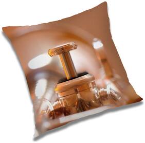 RADANYA 3d printed Polyester Gold Cushion Cover ( Regular , Pack of 1 )