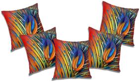 RADANYA 3d printed Polyester Orange Cushion Cover ( Extra large , Pack of 5 )
