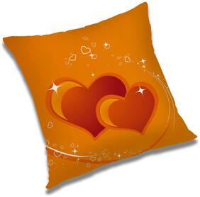RADANYA 3d printed Polyester Orange Cushion Cover ( Large , Pack of 1 )