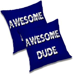 RADANYA 3d printed Polyester Blue Cushion Cover ( Large , Pack of 2 )